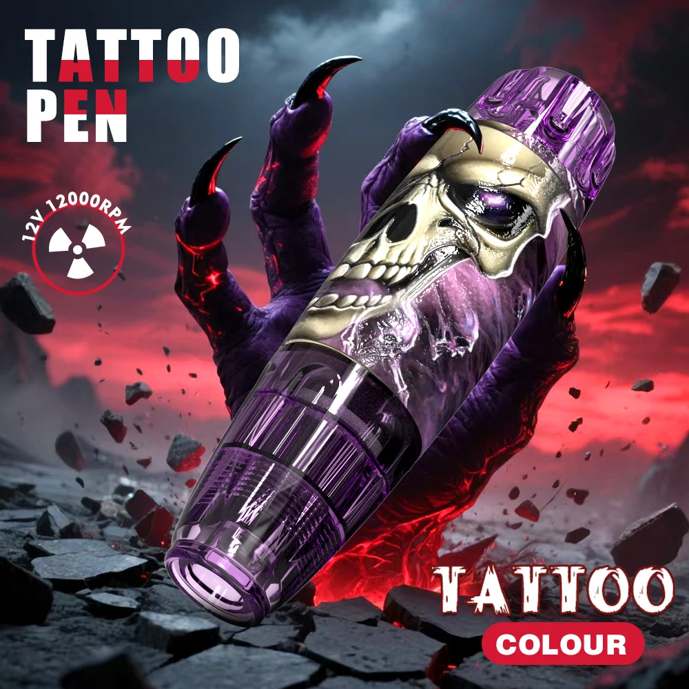 Goldplume Wireless Tattoo Pen Kit - Complete Rotary Tattoo Machine with Digital Display, 10Pcs Cartridge Needles, Tattoo Ink Cup