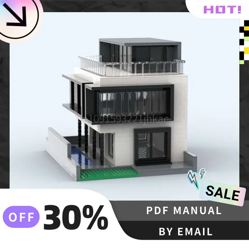 

[1339PCS] Customized MOC modern semi-detached house Creative Building Blocks Set STEM Toys Construction Model Kit Birthday Gifts