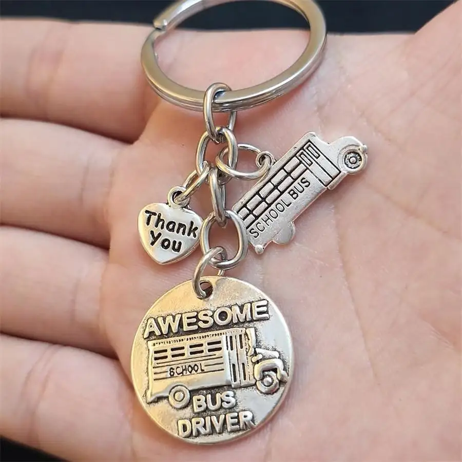 1/5/10/20/50/100pcs Unique Keychain: Awesome School Bus Driver Keychain, School Bus Driver Gift, Thank You Keyring, for Man Bag
