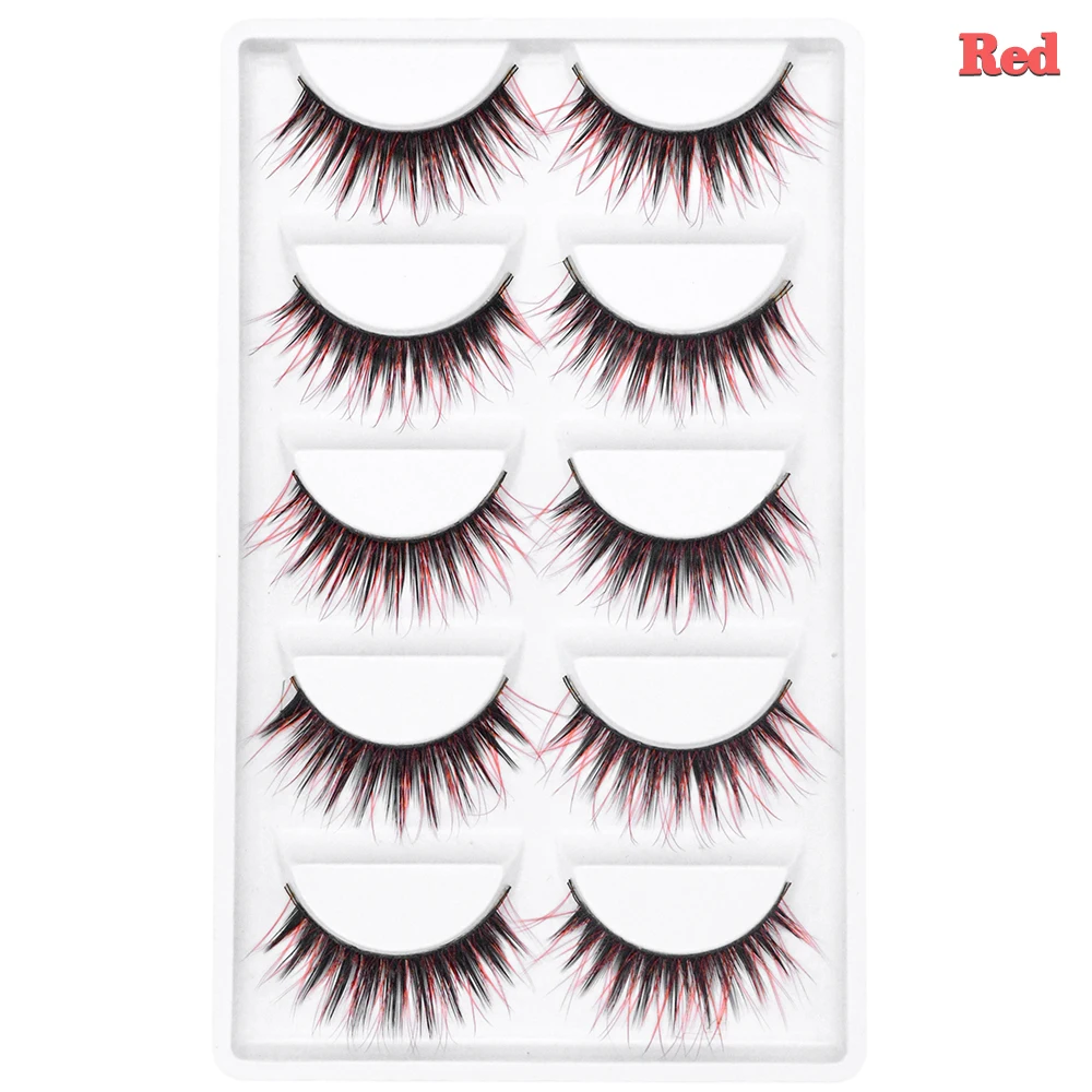 Kimcci 5 Pairs 3D Mink Eyelashes Natural Long False Mink Lashes Hand Made False Lashes 100% Cruelty free Lashes Reusable Cilia