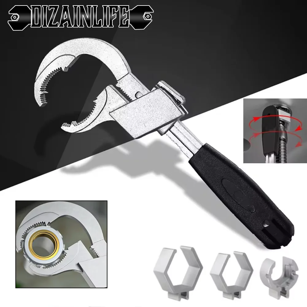 Adjustable Wrench Double Ended Wrench Aluminium Alloy Open End Spanner Universal Bathroom Plumbing Faucet Sink Repair Tools