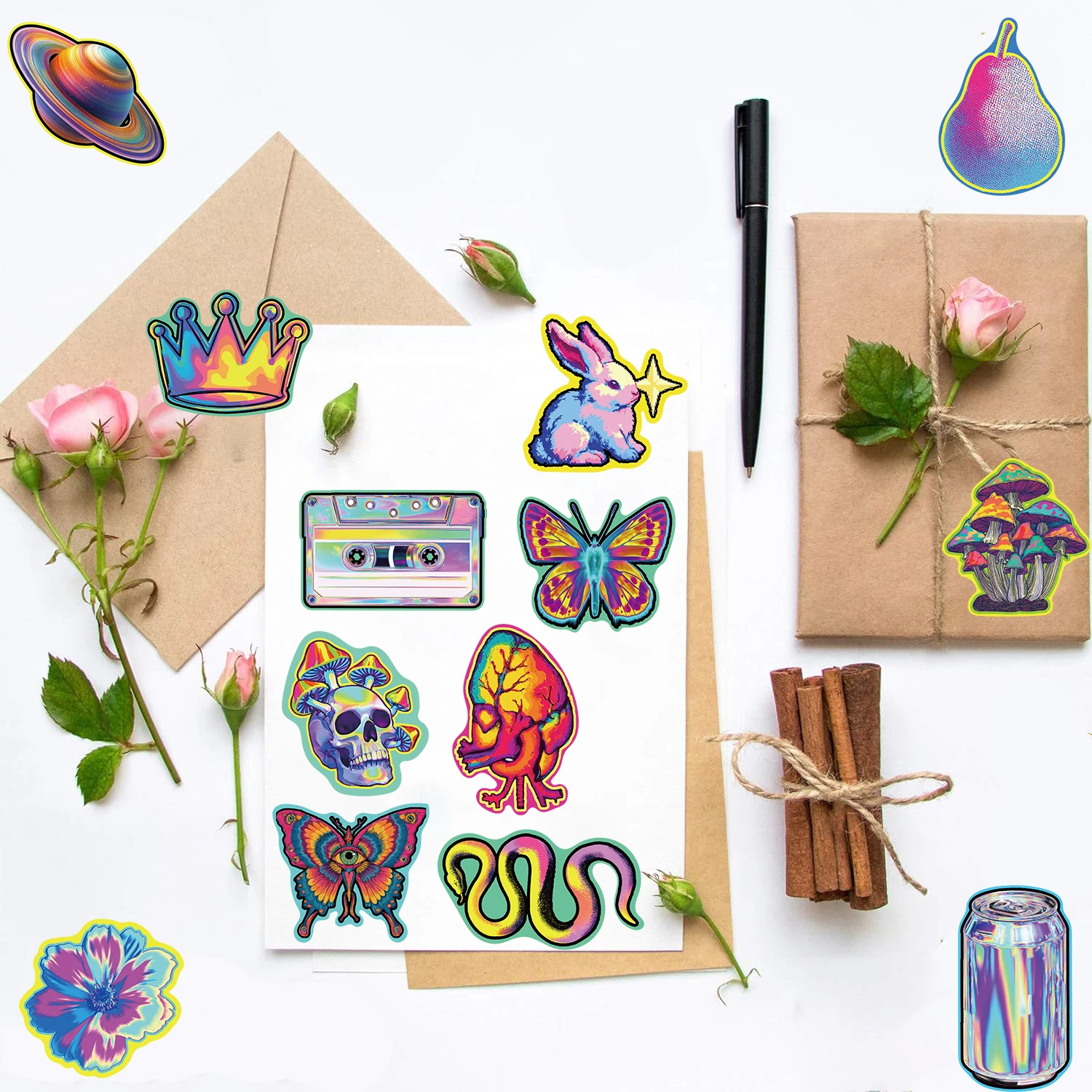 50PCS Acidic Aesthetics Sticker Laptop Scrapbook Luggage Guitars Living Room Creative DIY Fridge Notebooks & Creative Stickers