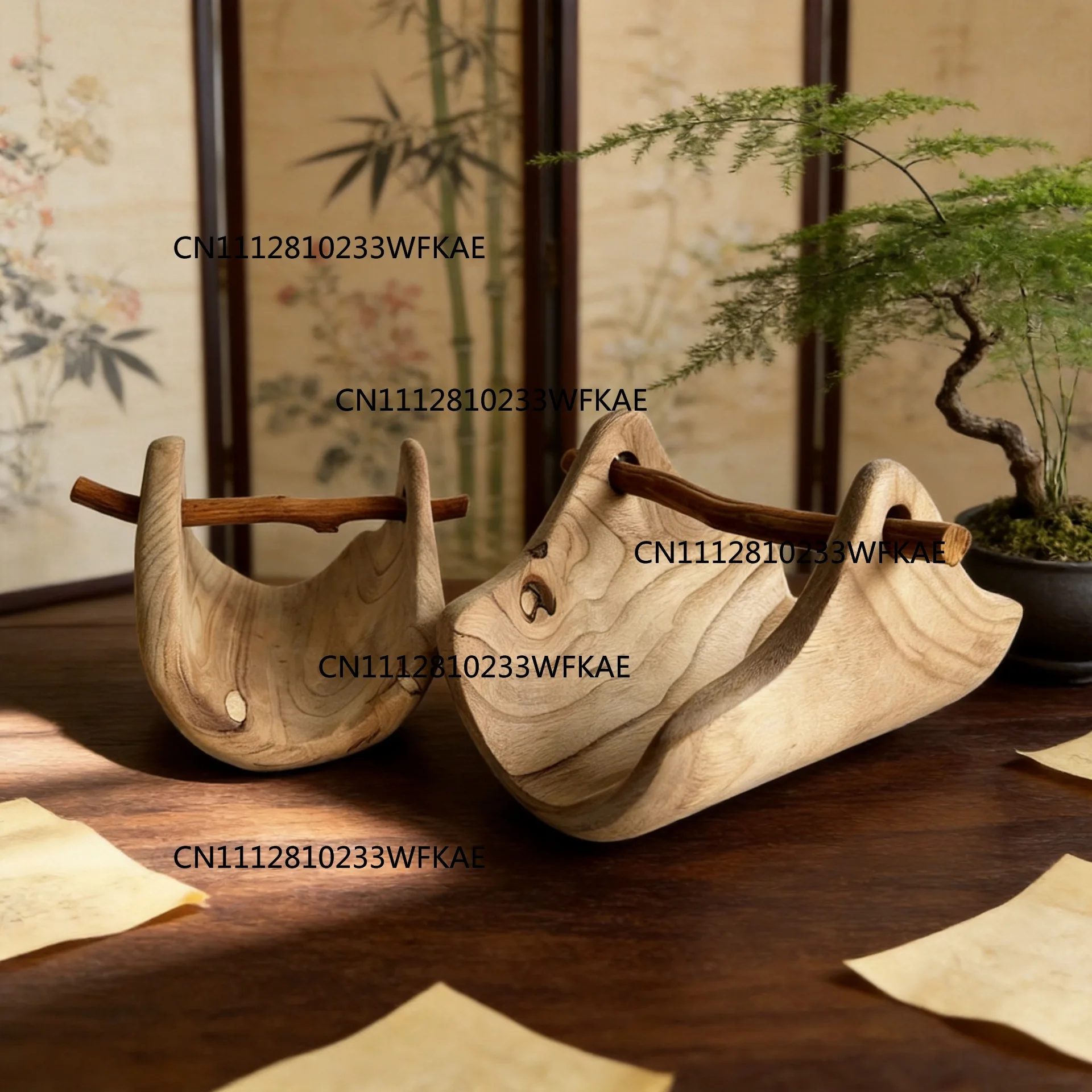 Handmade wooden tray, snack fruit plate, homestay home desktop storage utensils