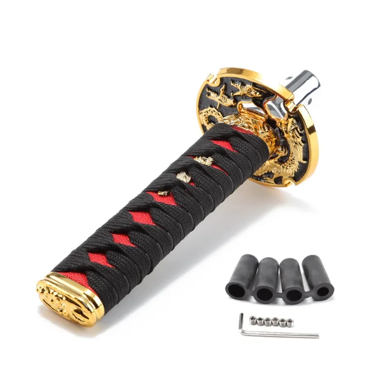 15cm Universal Katana Samurai Sword Gear Shift Knob Warrior Series Manual Stick Shift Knob with 4 Adapters Fits Most Cars