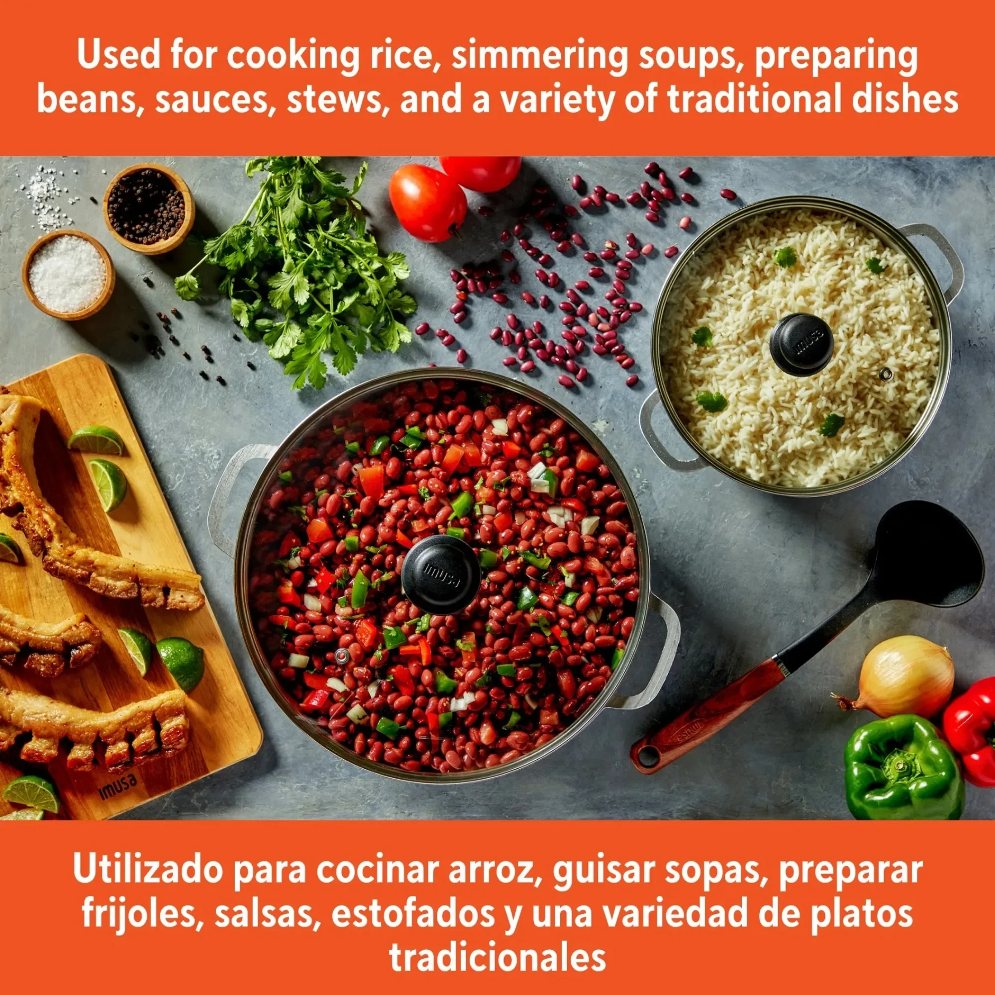 2.5/7.0qt Cast Aluminum 2-Piece Set with Glass Lid 22/30cm, Traditional Cooking Pots for Stews & Rice