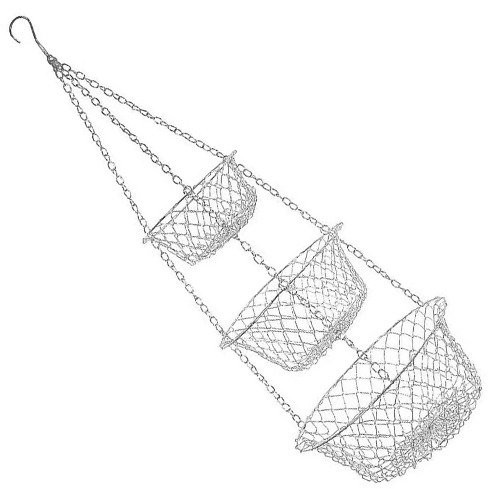 Hangers Hanging Fruit Basket Iron Wire Wall Baskets Storage 3 Tier Fruits for Kitchen Silver