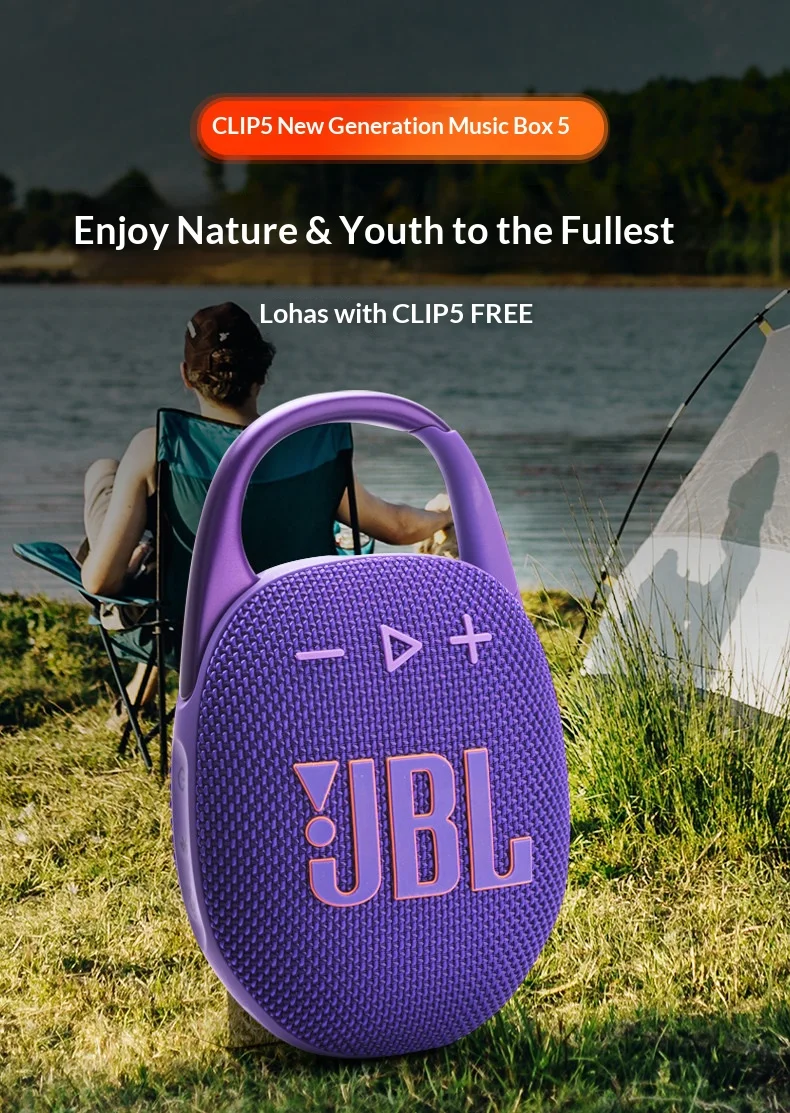 JBL CLIP5 Compact Bluetooth Speaker IP67 Waterproof Playtime Boost Outdoor Hiking Travel Soundbox Device
