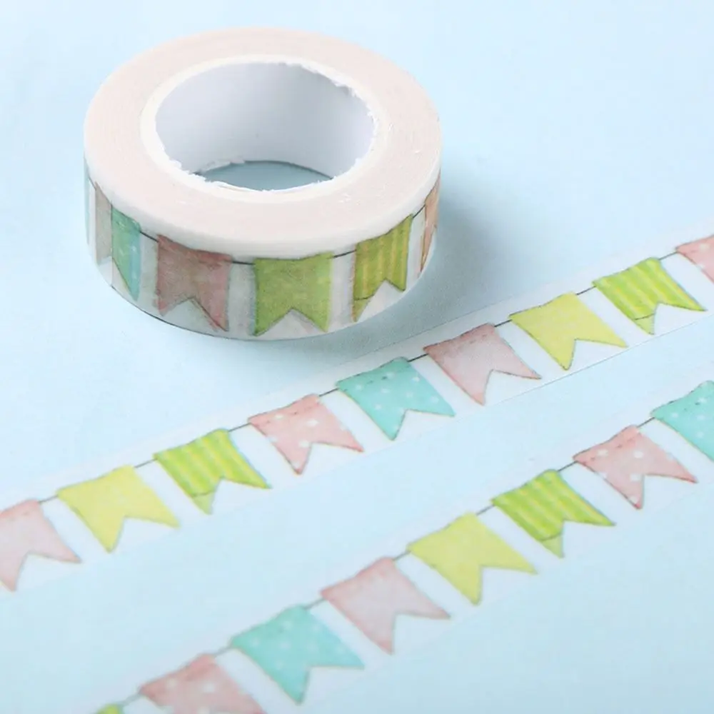 Kawaii Colour Flag Washi Tape DIY Decoration Scrapbooking Masking Tape Stationery 1.5cm*10m Adhesive Tape
