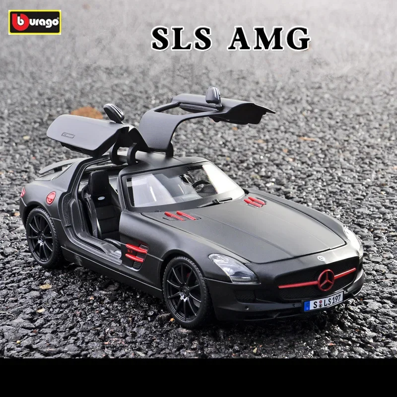 Maisto 1:18 Mercedes-Benz SLS AMG Blue Car Alloy Car Model Simulation Car Decoration Collection Gift Toy Die Casting Model