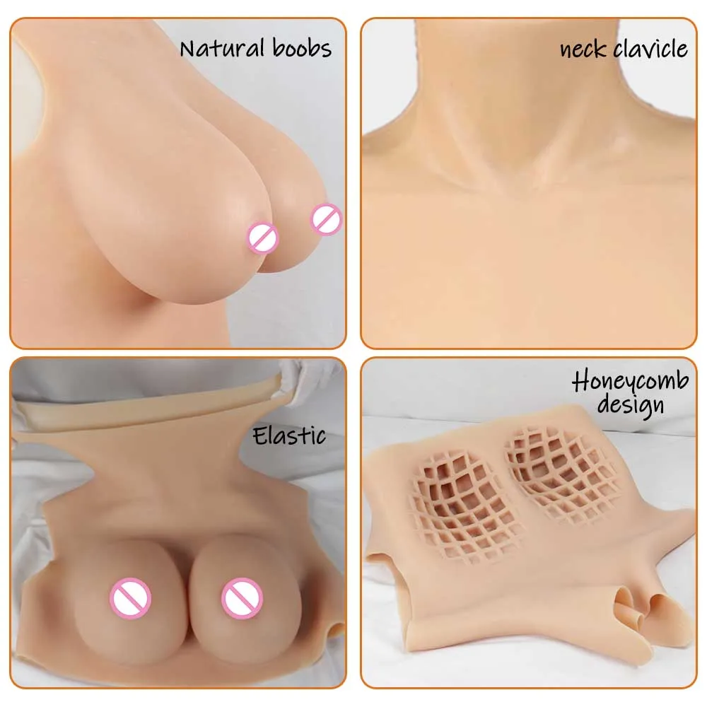 

Artifical High Collar Fake Breast Prostheses For Breast Cancer Patient High Simulation C Cup Realistic Tits Wearable Big Boobs