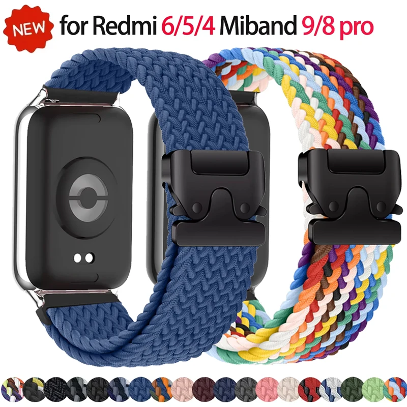 Nylon-Schlaufenband für Redmi Watch 6/5/4, atmungsaktives geflochtenes Armband für Xiaomi Mi Band 9 Pro 8 Pro Smartwatch Sport Fallschirmarmband