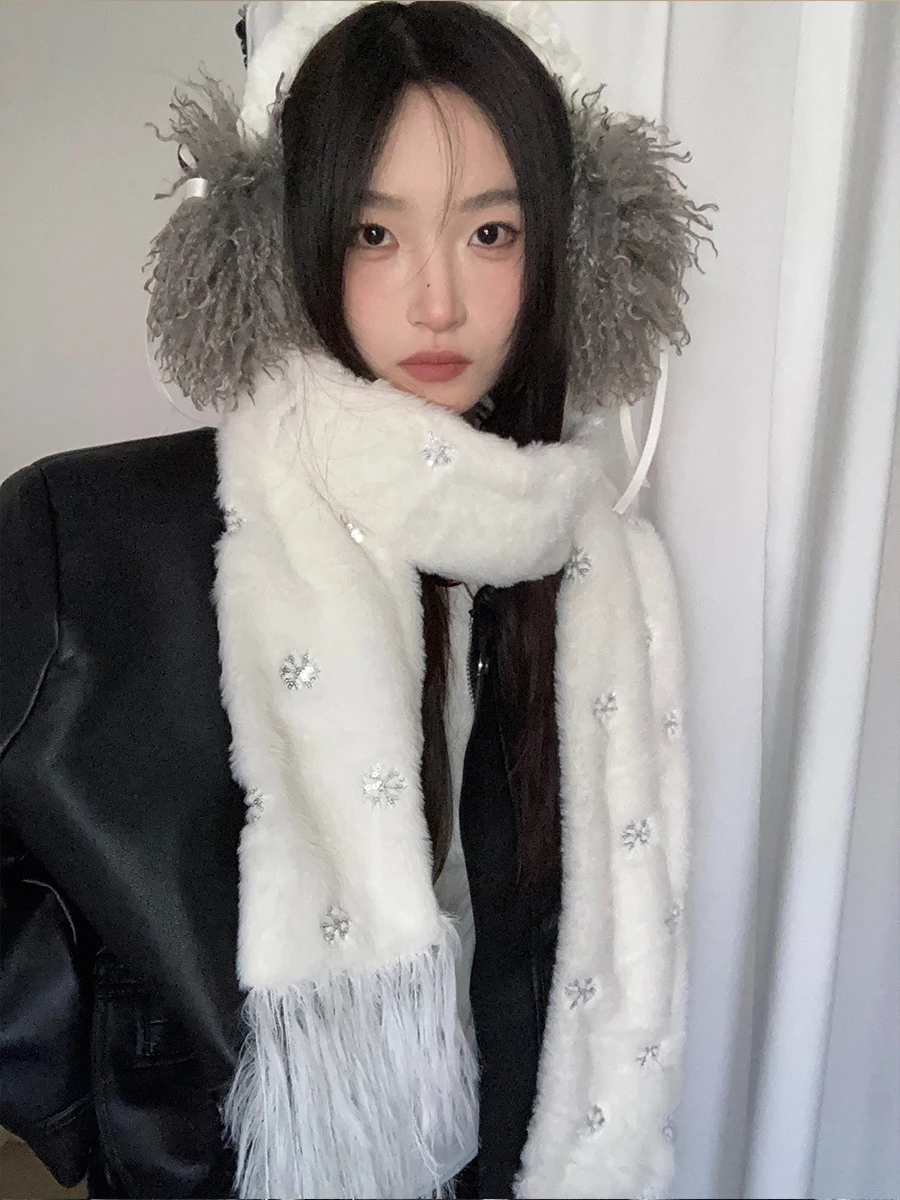 

Autumn And Winter Faux Fur Scarf For Women 2025 New Style Fringe Aura Plus Fleece Warm Neck Warmer For