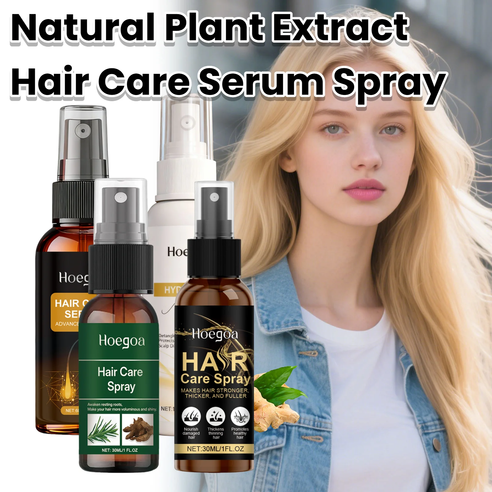 Organic Herbal Hair Density Essence Spray Strengthen Hair Root Reduce Breakage Scalp Massage Smoothing Hair Care Scalp Serum