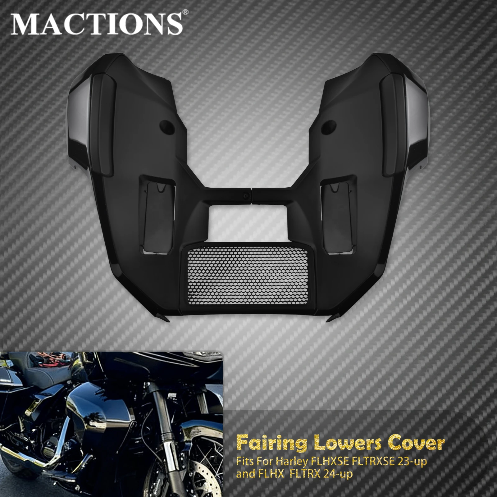 Motorcycle Fairing Lowers Cover Extended Chin Spoiler Set For Harley Touring CVO Street Road Glide 23-Up FLHX FLTRX 24-Up FLHXU