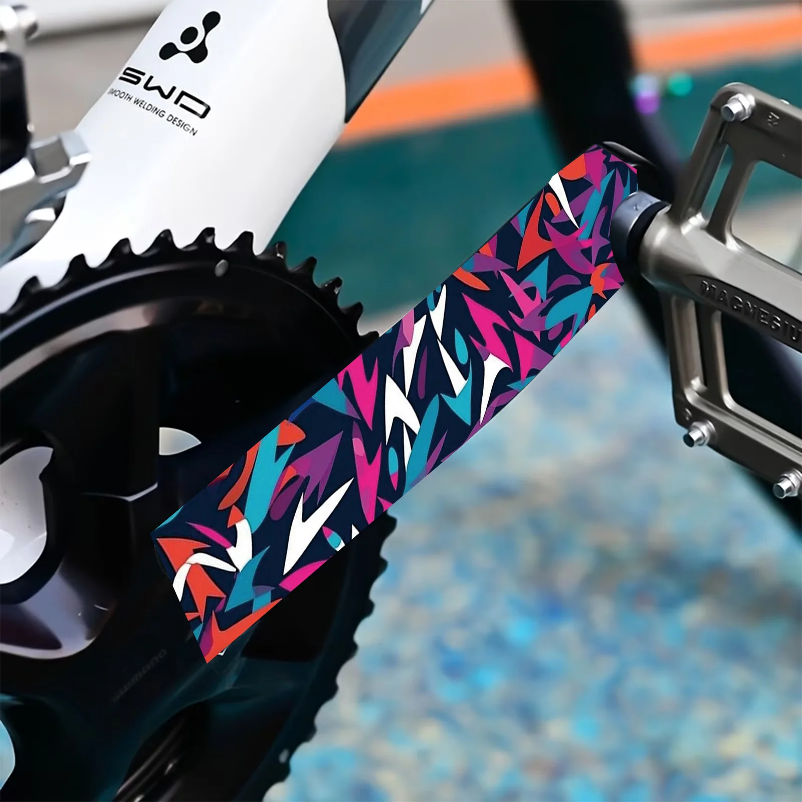 Abstract Camo Graffiti Bike Crank Stickers, Waterproof Vinyl Decals, Colorful Street Art for Bicycle Crank Chain Guard Frame