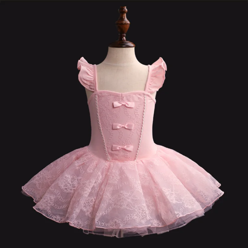 Children Dance Skirt Practice Skirt Performance Costume Ballet Skirt Korean Version Short Sleeve One Piece Puff Skirt