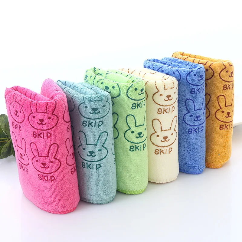 Dry Hair Towel Microfiber Brushed Thickened Cartoon Printed Towel 25*50cm Soft Absorbent Rabbit Face Towels Borduration