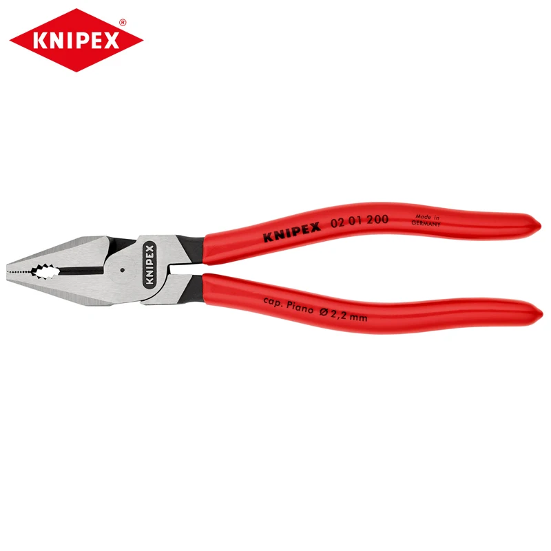 KNIPEX Tools 02 01 200 High Leverage Combination Pliers 8-Inch Alloy Steel Flat Nose Plier