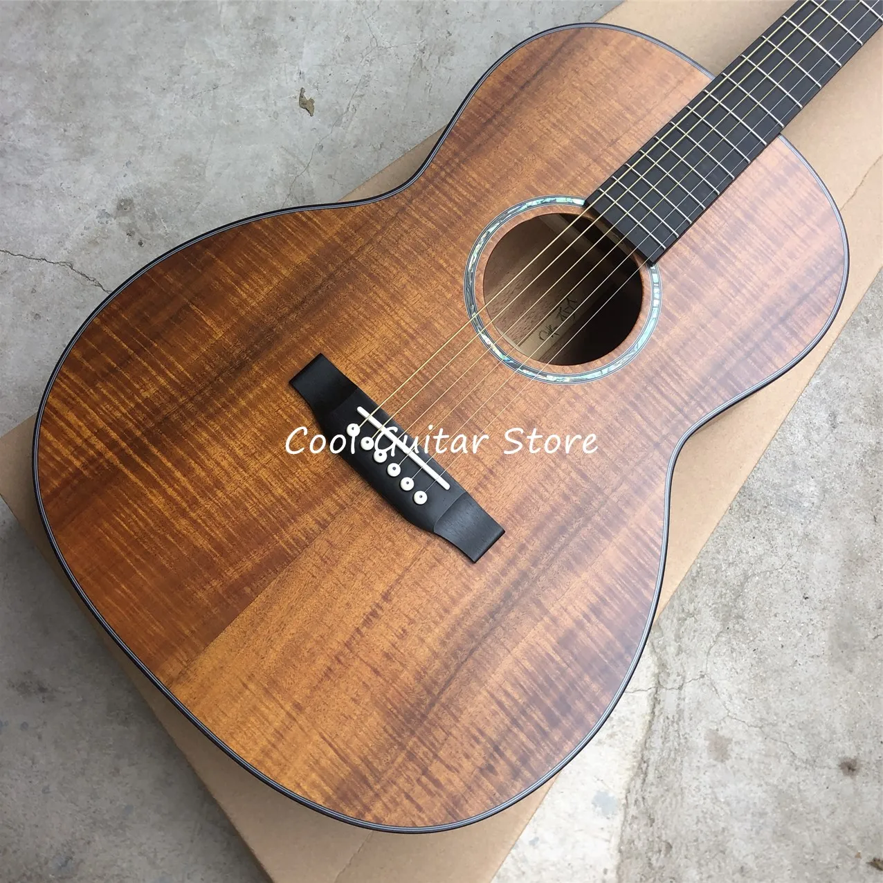 Custom Guitar,39 Inches All Koa Wood Acoustic Guitarr,Matt Finish Body,Classical Headstock,Ebony Fingerboard