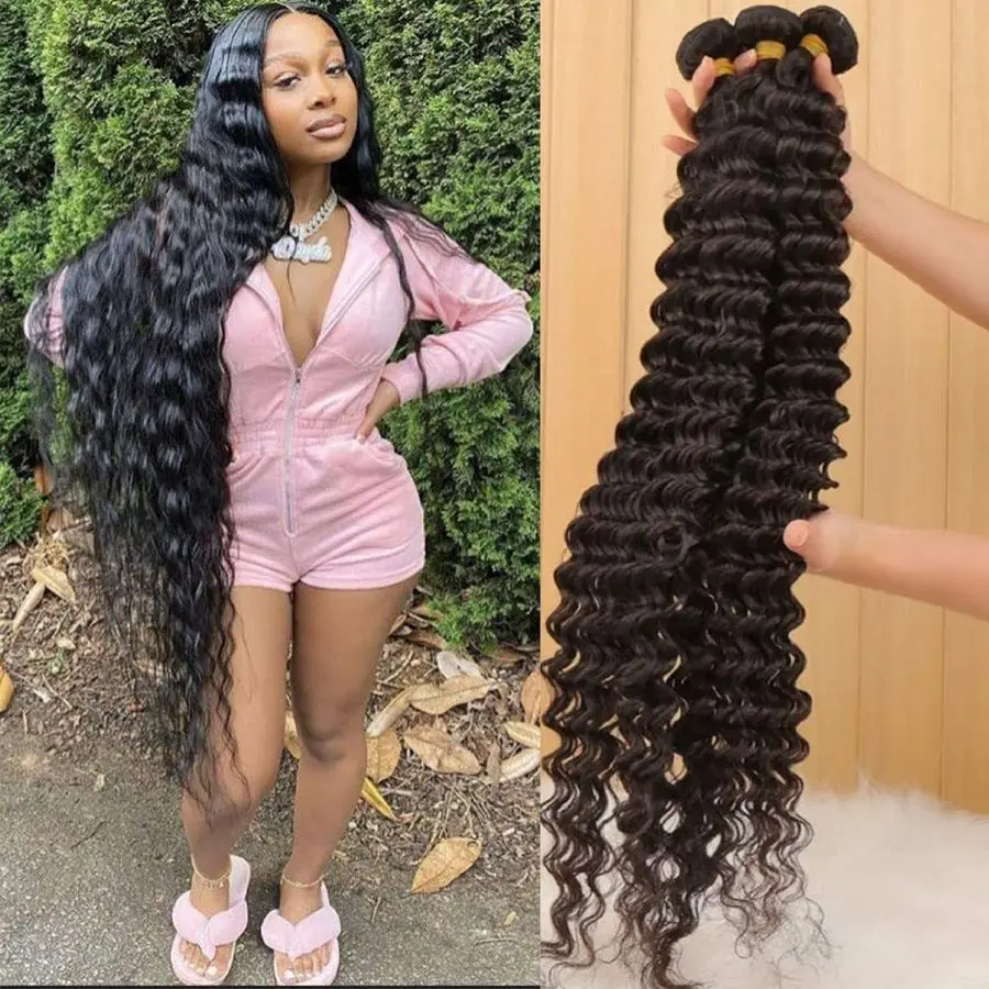 

Deep Wave Human Hair 3 Bundles 22 24 26 12A 100 Unprocessed Virgin Brazilian Virgin Remy Deep Curly Weave Human Hair Bundles Hai