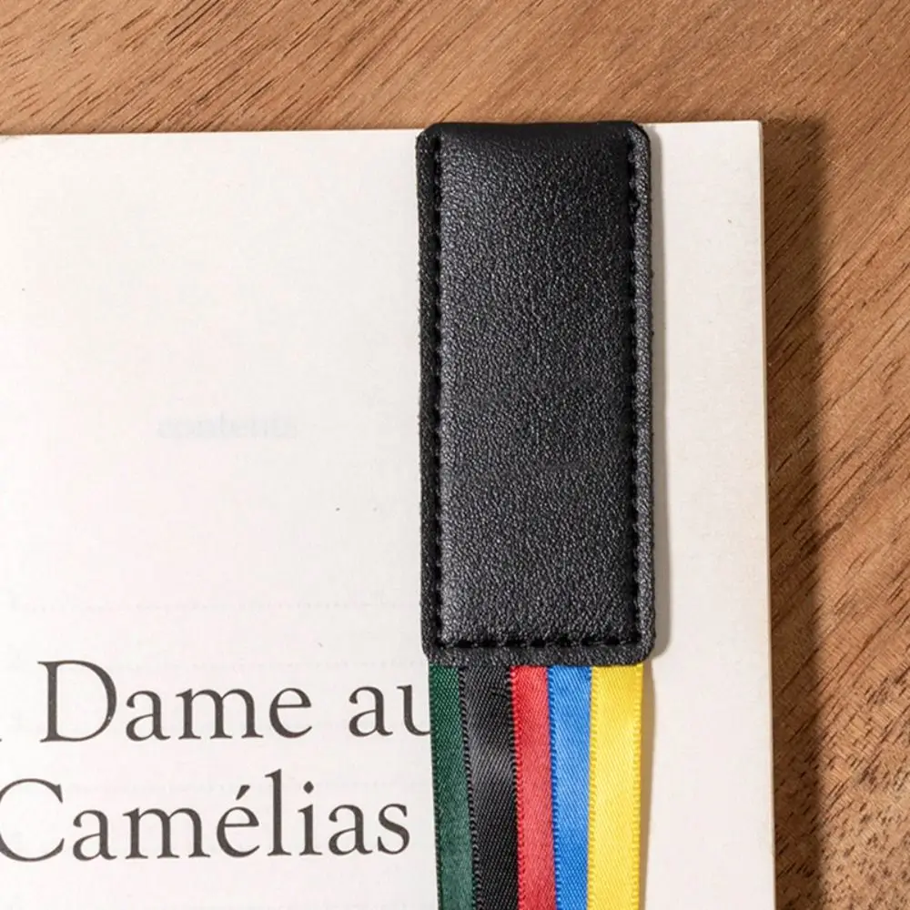 Reading Bookmark Bookmark With Ribbons Pagination Mark PU Leather Corner Page Marker Multi-color Handcrated Book Reading Sorter