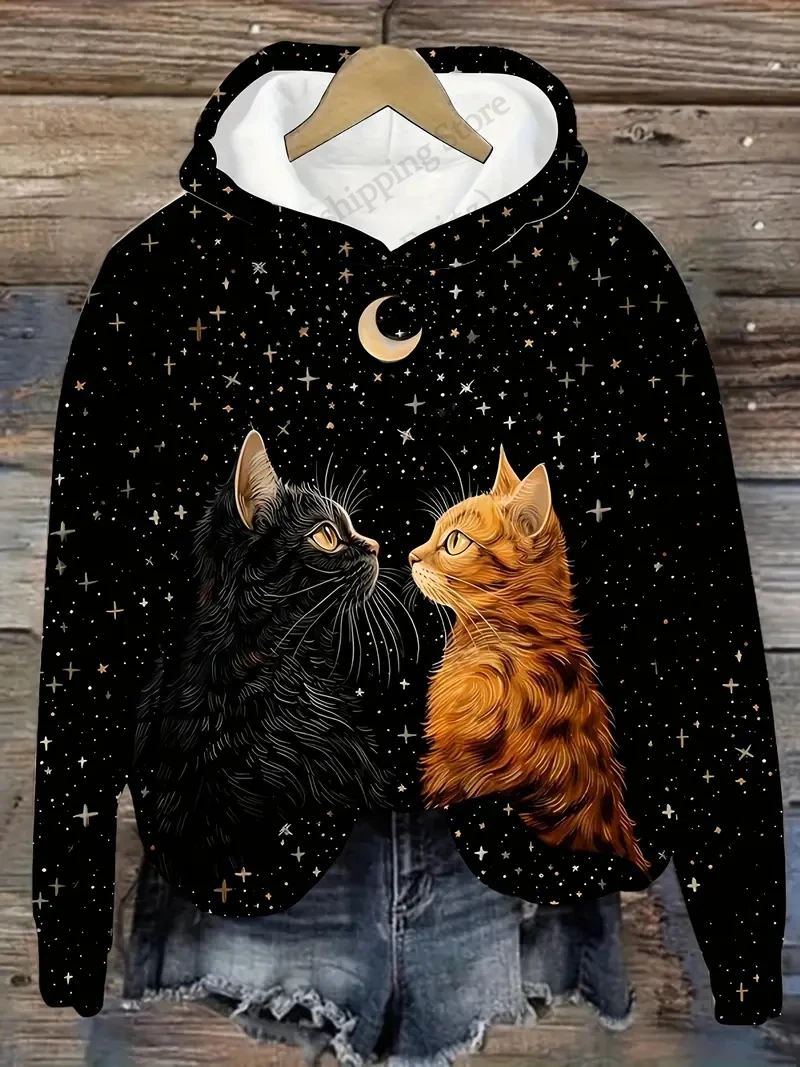 Cute Cat 3d Print Hoodie Women Fashion Oversized Hoodies Sweatshirt Women Sweats Street Coat Sudaderas Harajuku Clothes Female