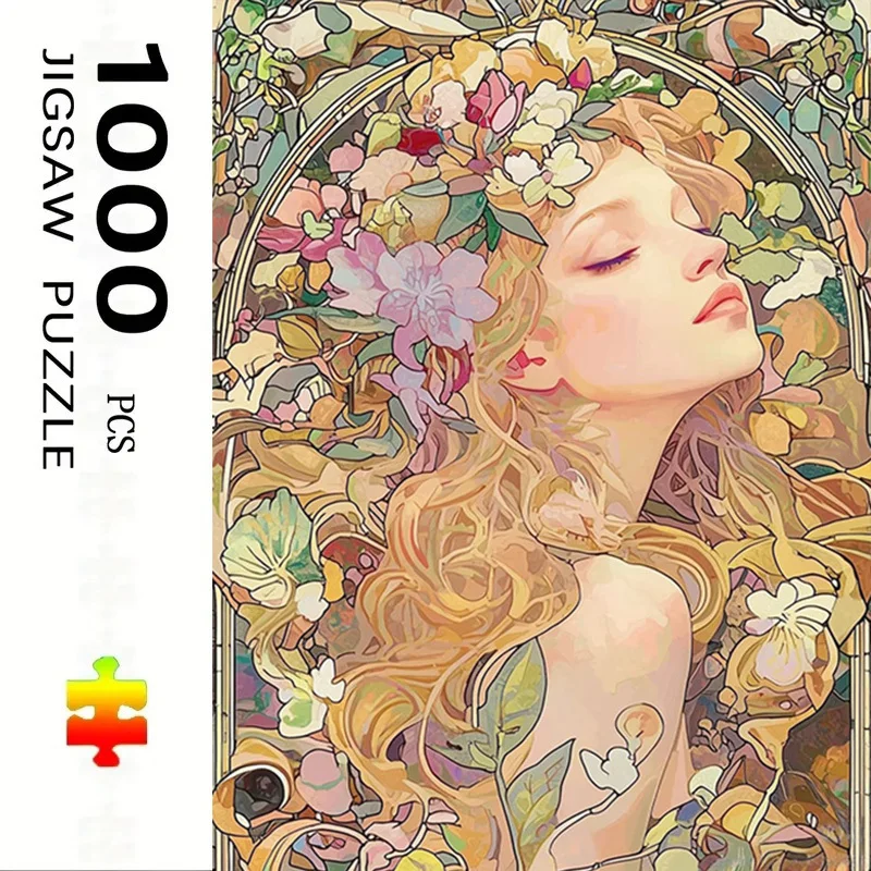 Rompecabezas para adultos de 1000 piezas, tamaño grande de 27,56 x 19,69 pulgadas, hermoso diseño de niña de las flores: perfecto para diversión creativa DIY con la familia y
