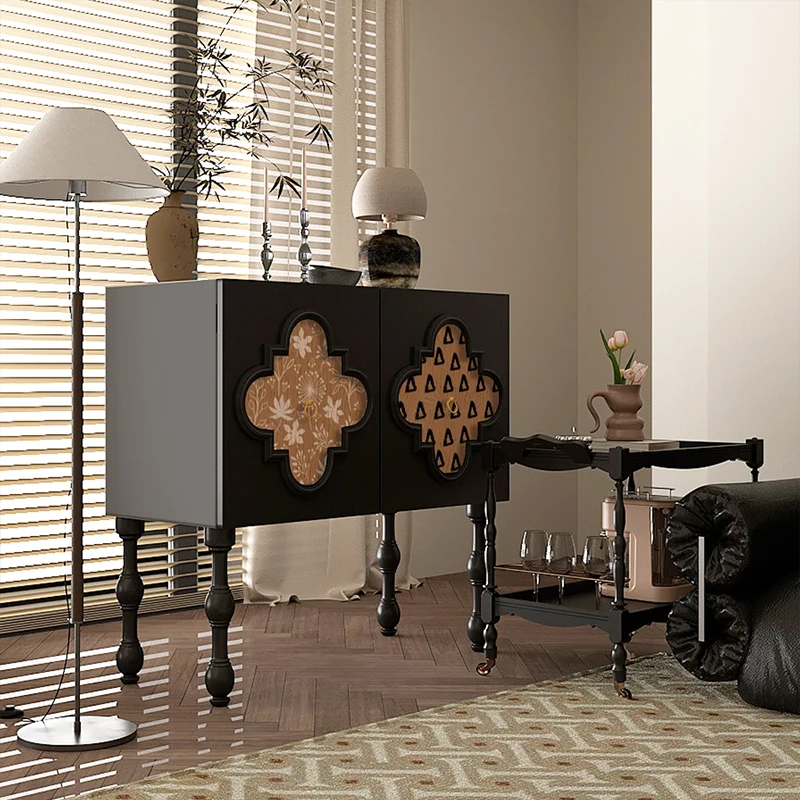 

Kitchen storage cabinets, home living room against the wall space, use artifacts to customize retro solid wood storage