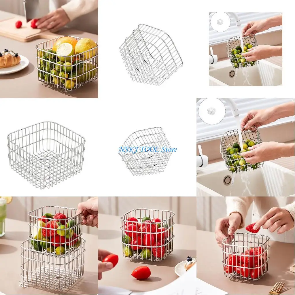 

L8RC Professional Countertops Container Metal Wire Storage Basket Drainage Rack