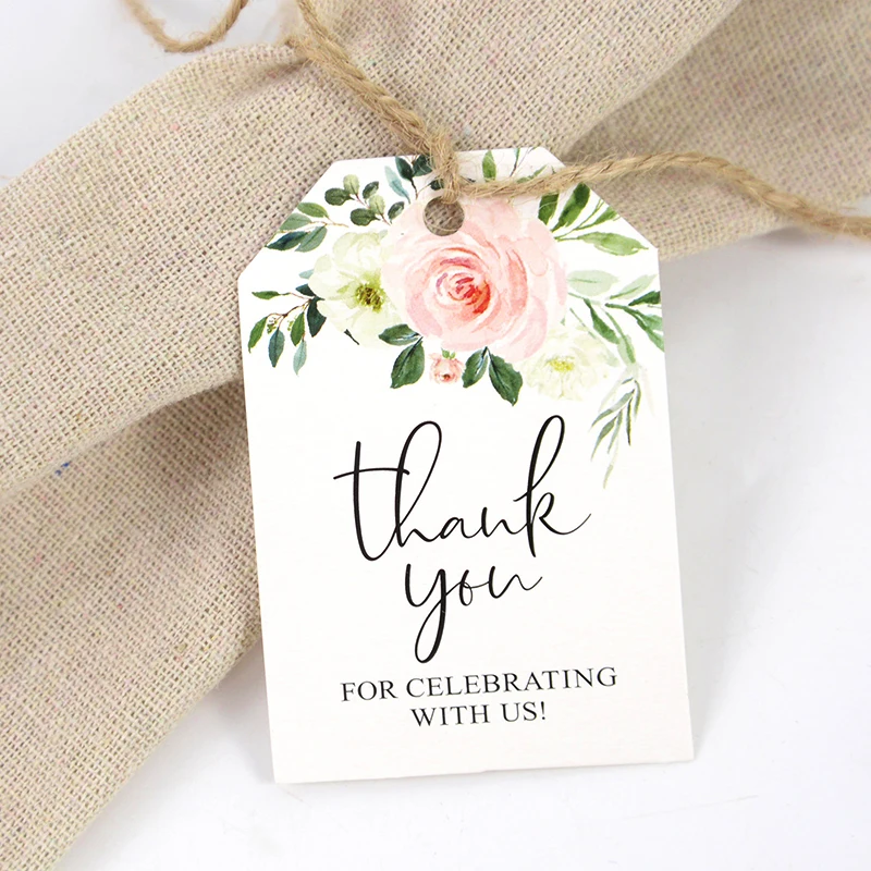 50pcs Thank You For Celebrating With Us Gifts Wrap Tags Wedding Candy Box Hanging Paper Card Label For Birthday Xmas Party Decor