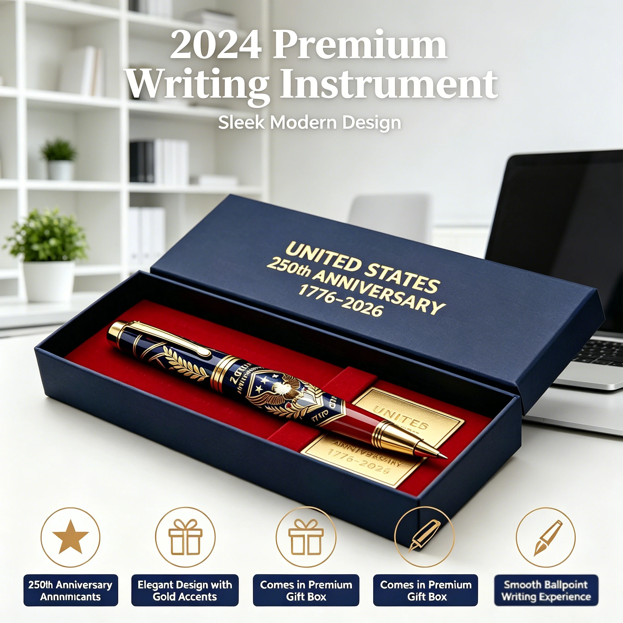 1776-2026 United States 250th Anniversary Ballpoint Pen Gift Set Special Commemorative Writing Instrument For Celebrations