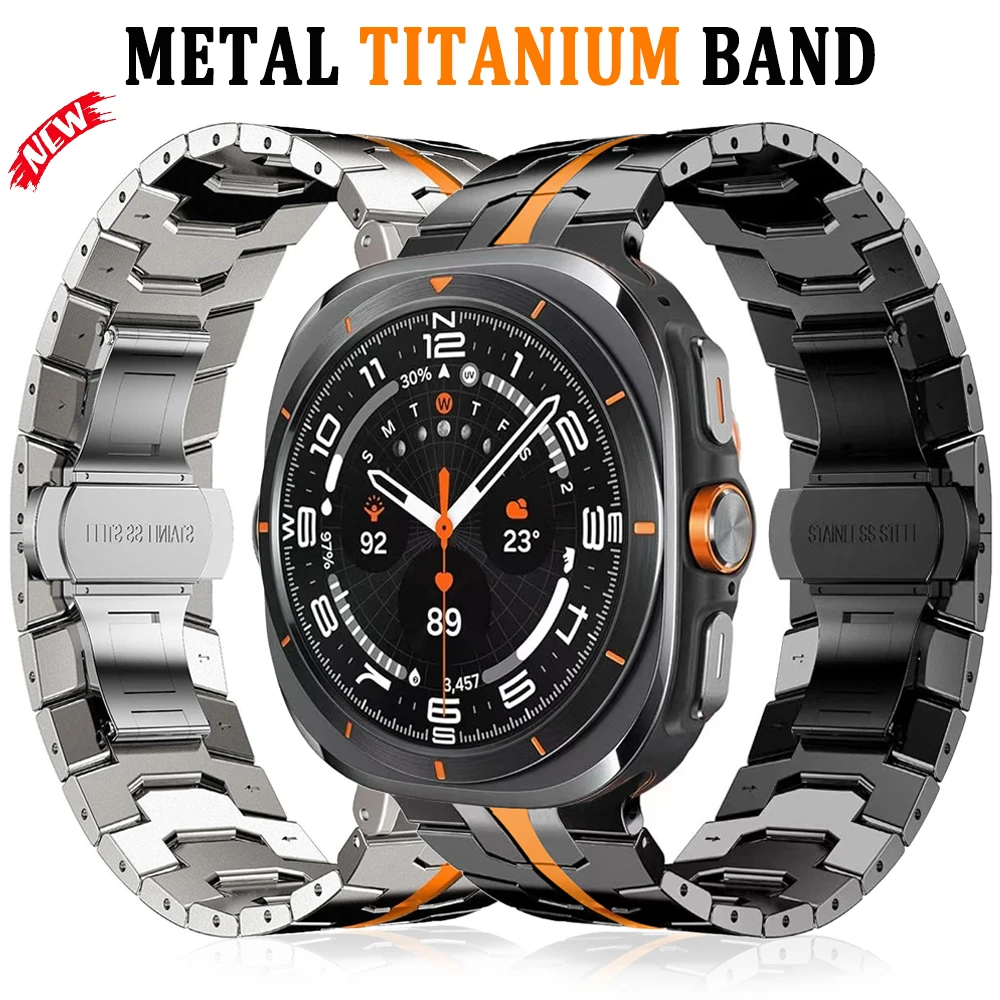 

Роскошный металлический титановый ремешок для Samsung Galaxy Watch Ultra 2025 47 мм, деловые ремешки для Galaxy Watch Ultra 47 мм, браслет