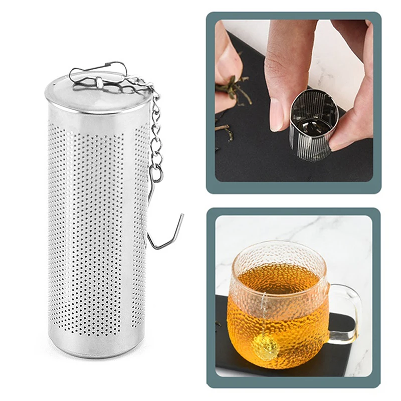 Tea Infuser Tea Ball Tea Leaves Mesh Strainers Stainless Steel Particle Filters Chain With Hook Spice Filters Kitchen Accessorie