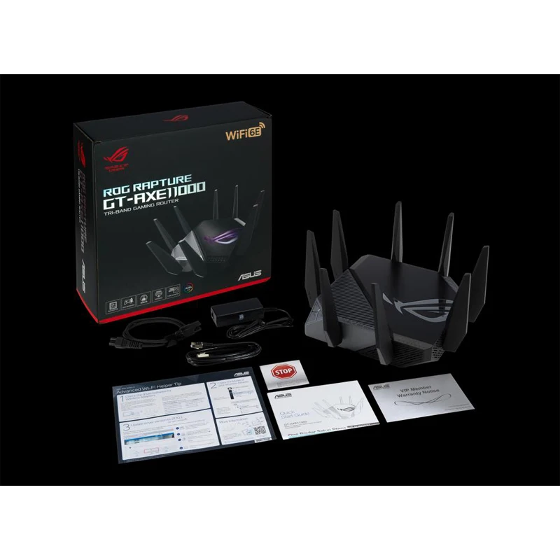 ASUS GT-AXE11000 WiFi 6E ROG Rapture Tri-Band 802.11AX Gaming Router New 6GHz Band, 2.5G WAN/LAN Port, PS5 Compatible VPN Fusion