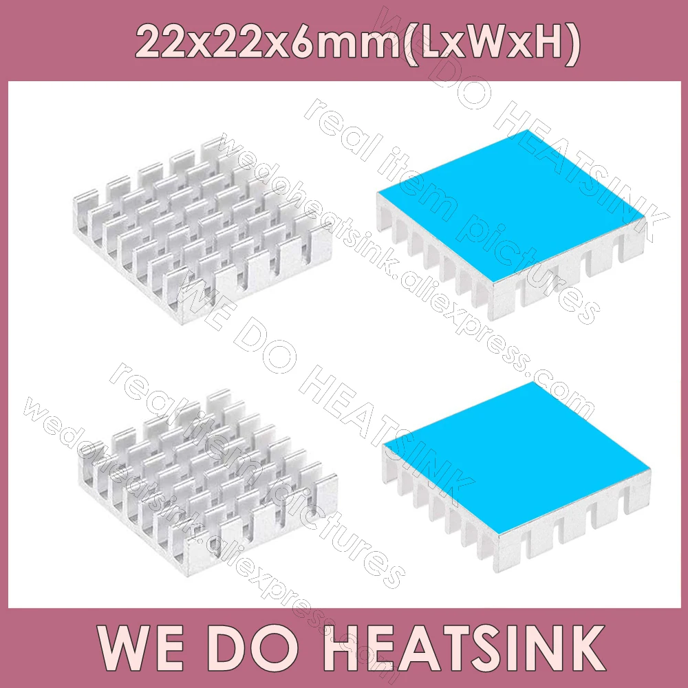 

WE DO HEATSINK 22x22x6mm Without or With Thermal Pad Silver Slotted Heat sink Chipset RAM Radiator Heatsink Cooler