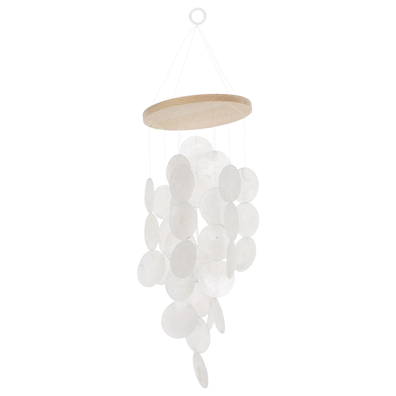 Capiz Shell Wind Chime White Soft Soothing Sound 20.5 Coastal Beach Style Hanging Patio Balcony Window Indoor Outdoor Outdoor