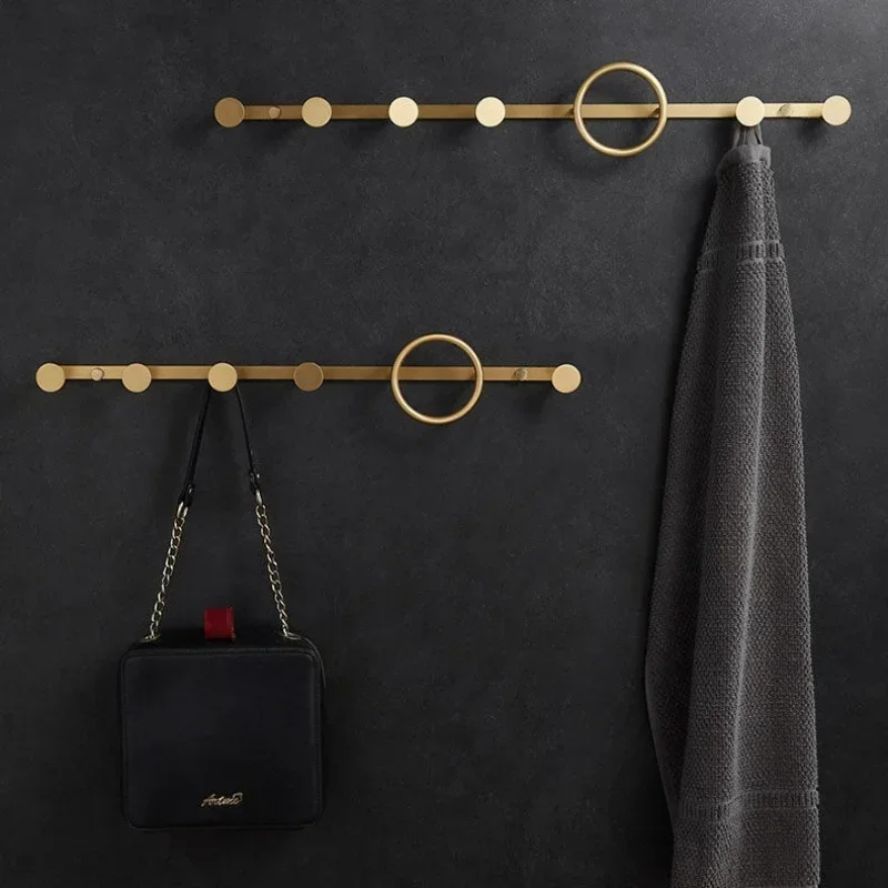 Simple Gold Clothes Hanger with Solid Weight Bearing Creative round Rack Wall Key Holder Stylish Storage Modern Hanging Solution