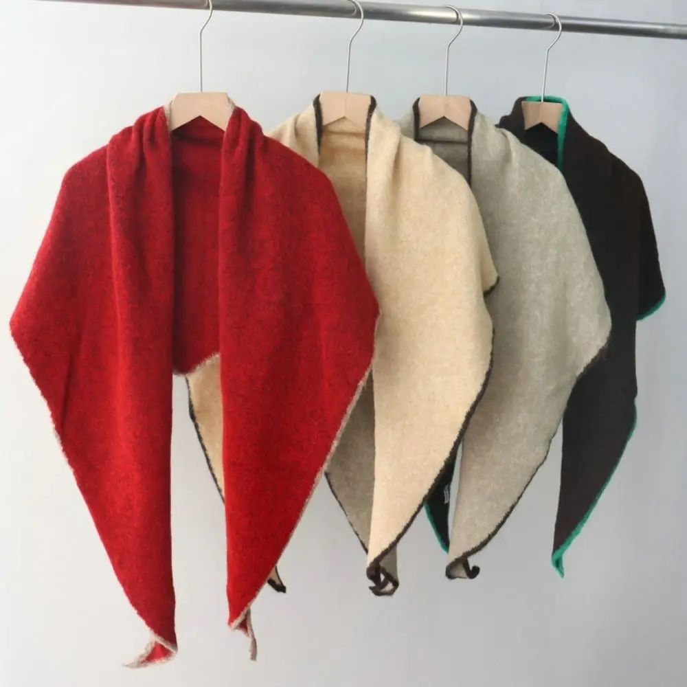 

Теплый утолщенный треугольный шарф-накидка большого размера, роскошный на ощупь, зимний, мягкий, высококачественный, в корейском стиле