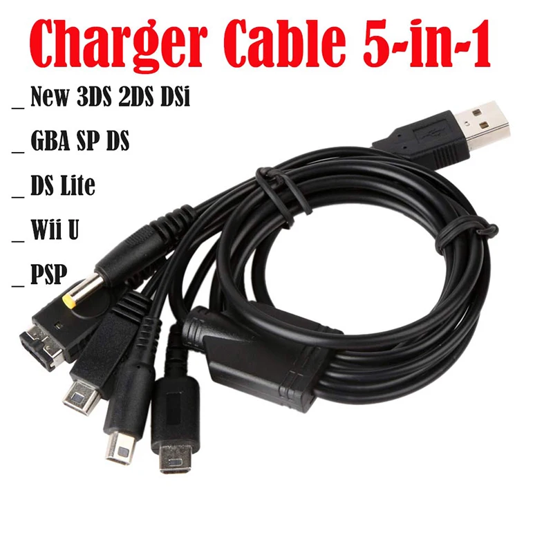5 In 1 Usb Charging Cable Charger For  WII U 3DS NDSL XL DSI  1 Pc