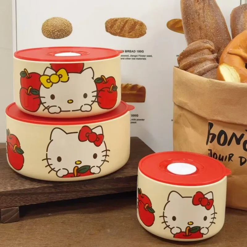 

Sweet Anime Hello Kitty Anime Kawaii Sanrio Fashion Noodle Bowl Cute Cartoon Student Worker Lunch Box Tableware Gifts for Kids