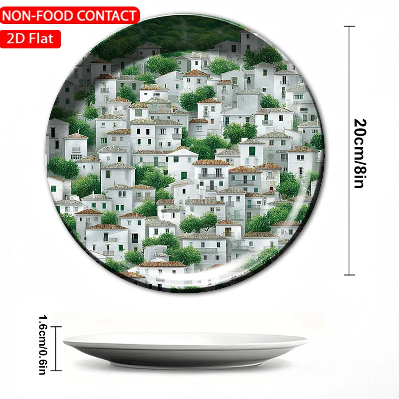 1pc FORJN Ceramic Decorative Plate - Round White Suitable for Decoration in Kitchen, Living Room, Bedroom, Dining Table Plate