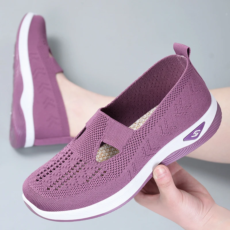 2024 Summer New Comfort Casual Women's Shoes Fashion Soft Sole Breathable Hollow Out Flat Shoes for Women Zapatos De Mujer