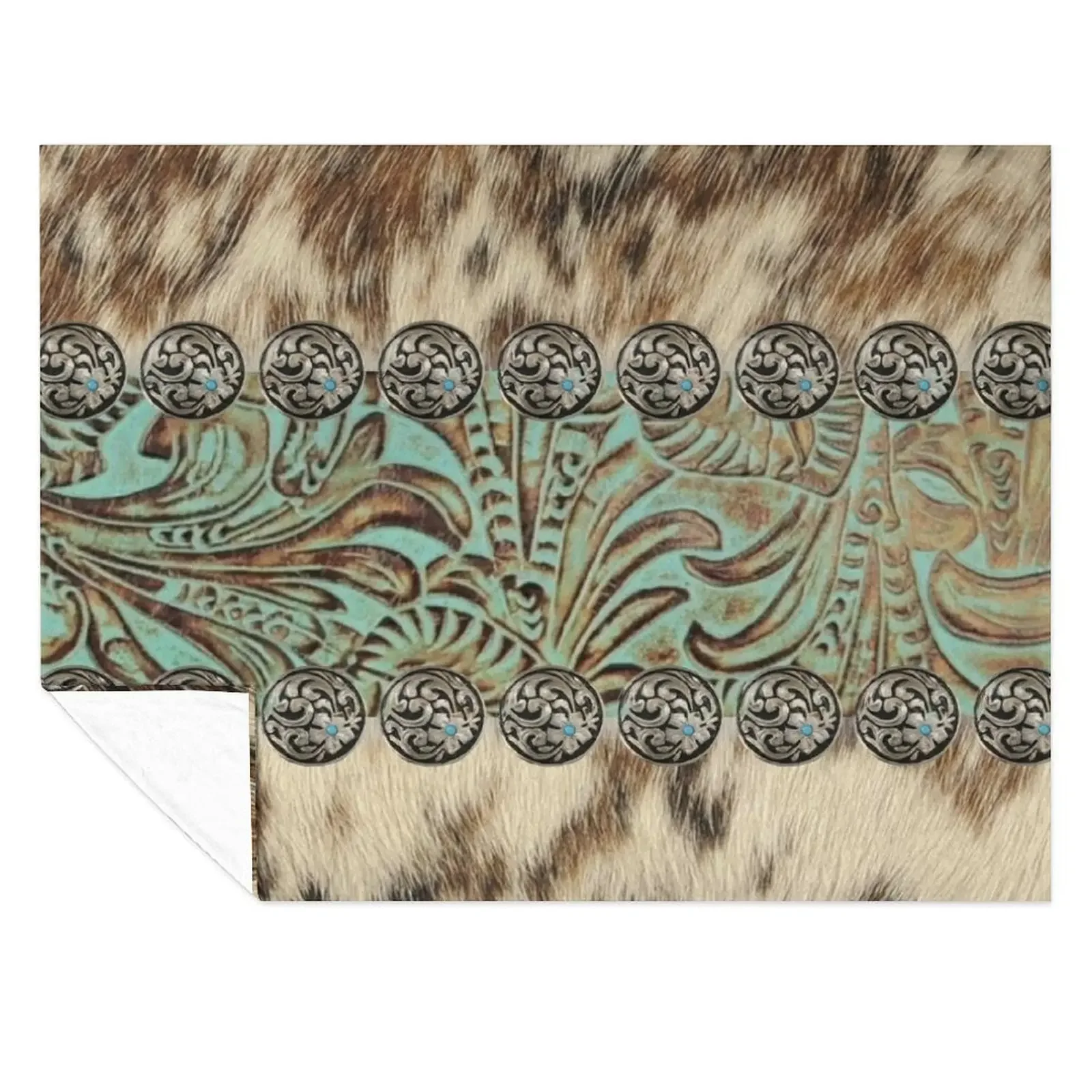 

Rustic brown beige teal western country cowboy fashion Throw Blanket Quilt Polar Large Softest Blankets