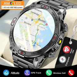 Montre Connectée d'Extérieur avec TrajecQuantité de Mouvement, GPS, Écran 1.43 Pouces, Étanche IP68, Horloge, Appel Bluetooth, pour Android, Xiaomi, IOS, Nouveau