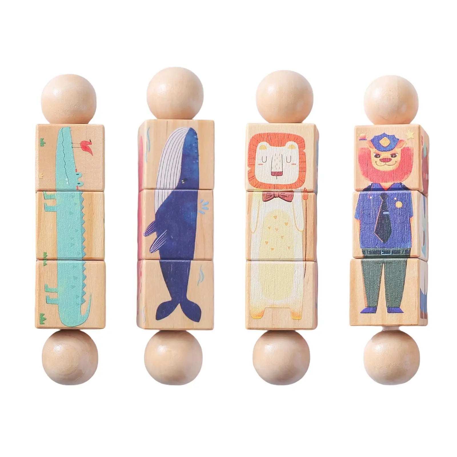 Preschool Wooden Rotating Puzzle Toy Twisting Block Game Kids Educational Learning Toy for Skill Development