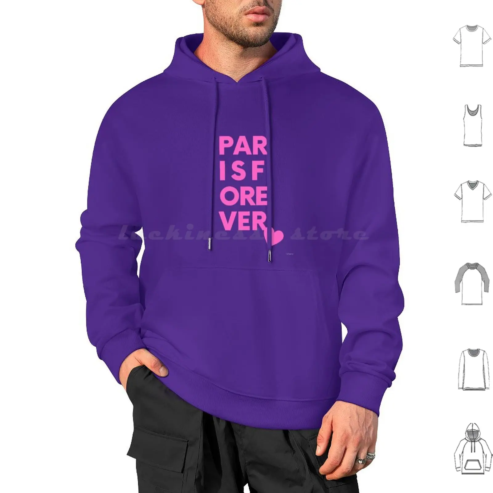 Paris For Ever Hoodies Long Sleeve Paris For Ever France Eiffel Tower Travel Valgeneva French Cute Europe Pink