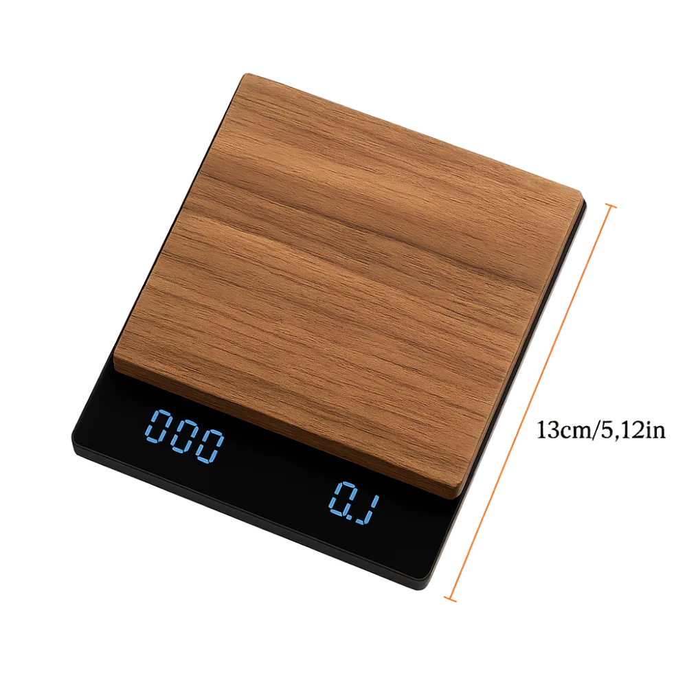 Walnut Wood Mini Wooden Tea Scale LED Portable Electronic Tea Scale Accurate Type-c Wooden Tea Balance Delicates Portioning