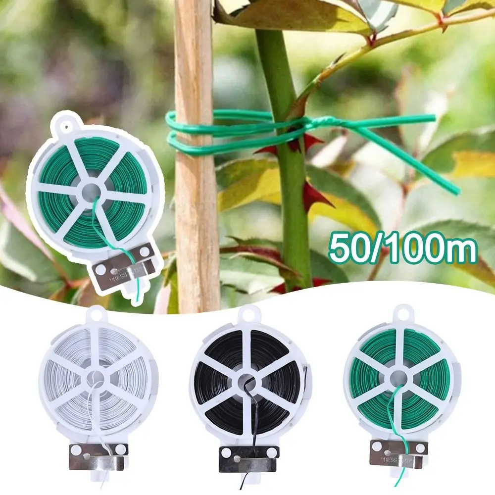 20/50/100m Garden Cable Ties Plant Climbing Lines Flower Plant Support Strap Tie Plant Bundle Iron Wire Plant Twist Ties