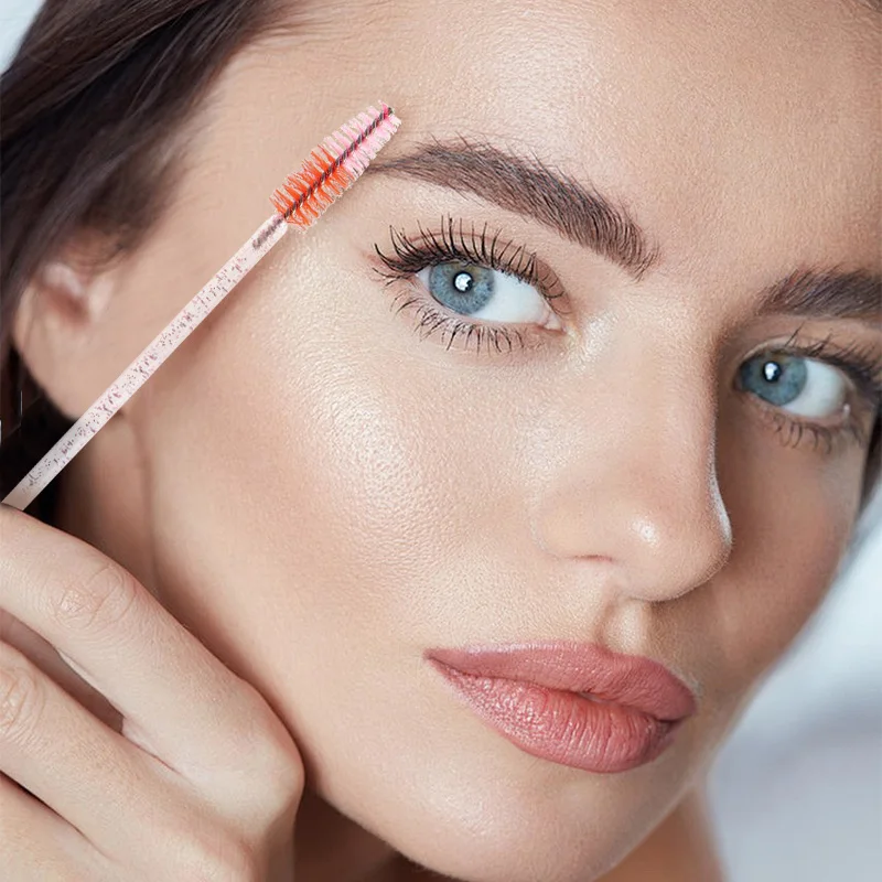 Nuovo 50 pezzi manico in cristallo ciglia pennello applicatore mascara in plastica bacchetta estensione ciglia trucco bellezza micro pennello strumenti