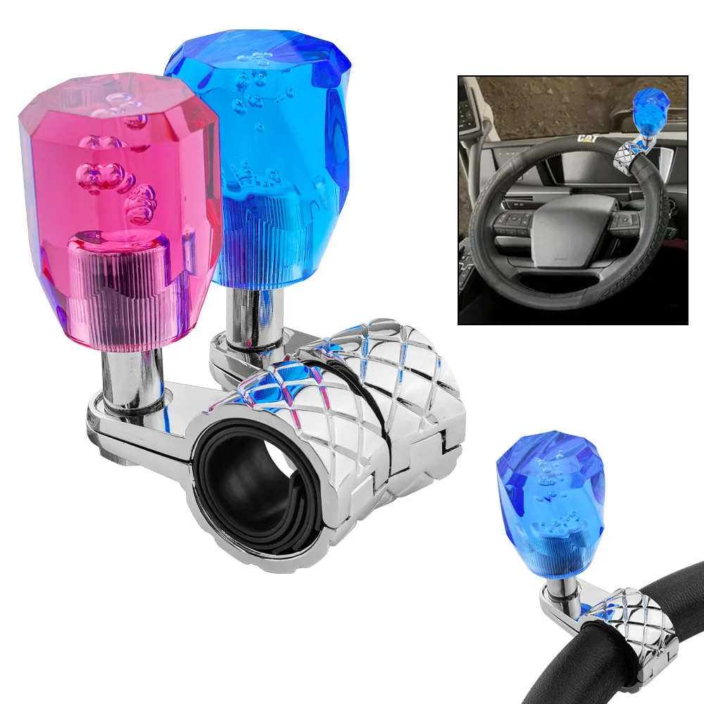 Universal Acrylic Diamond Steering Wheel Booster Ball Knob Power Handle Spinner Car Auto Interior Accessories